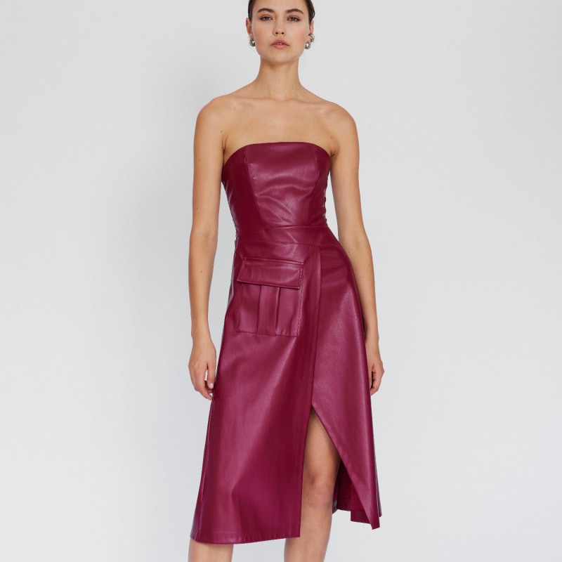 Strapless leather dress cheap