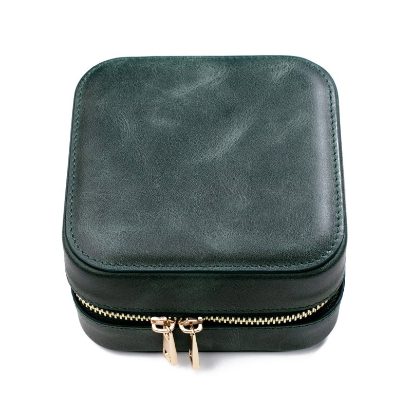 Thumbnail of Leather Travel Jewelry Case - Emerald image