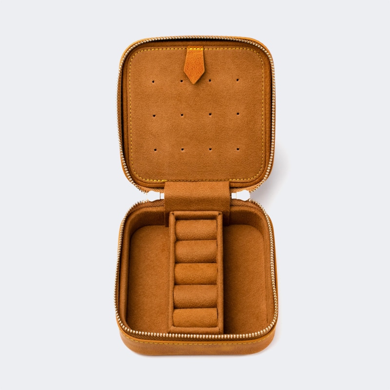 Thumbnail of Leather Travel Jewelry Case - Mustard image