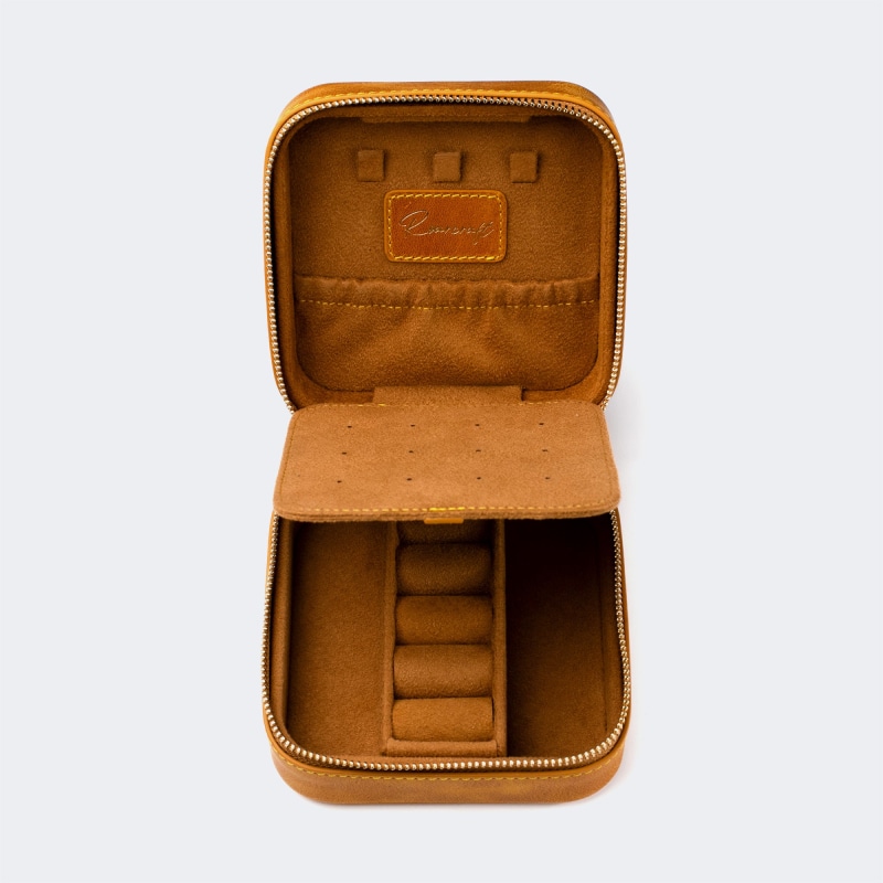 Thumbnail of Leather Travel Jewelry Case - Mustard image