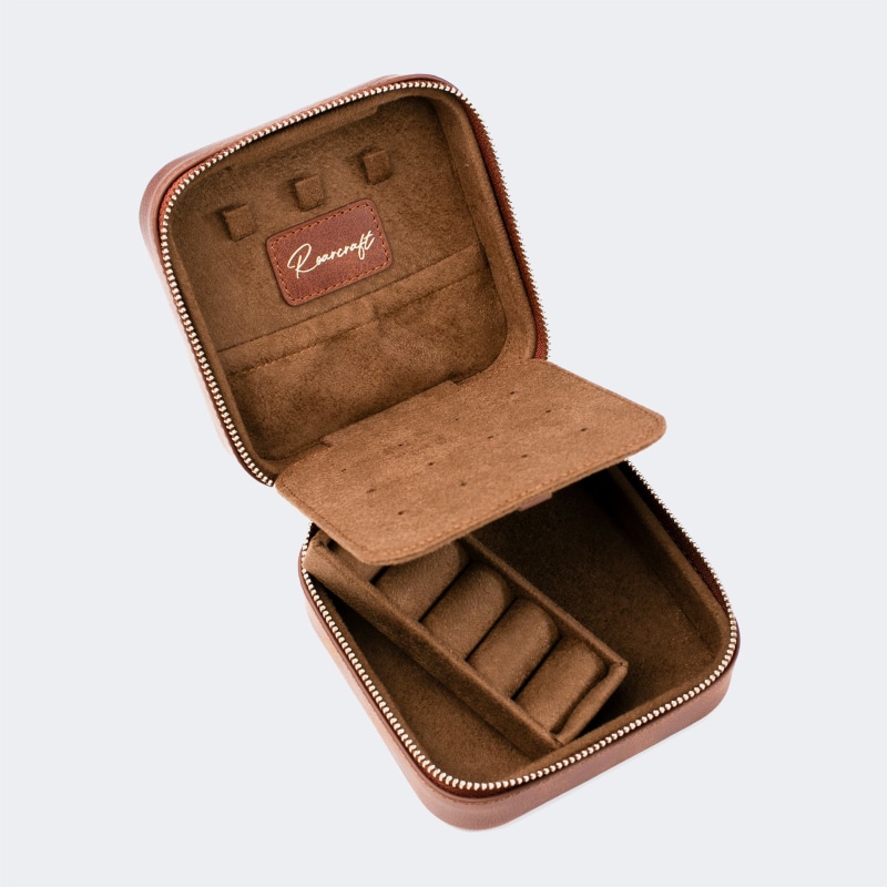 Thumbnail of Leather Travel Jewelry Case - Tobacco image