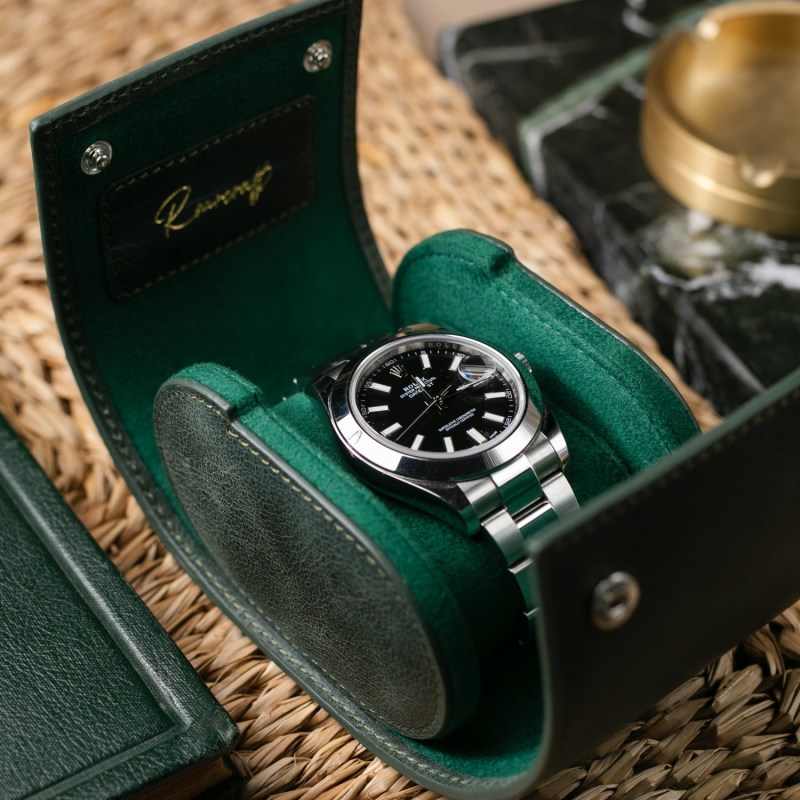 Thumbnail of Leather Travel Watch Case - Emerald - Single Watch Roll image