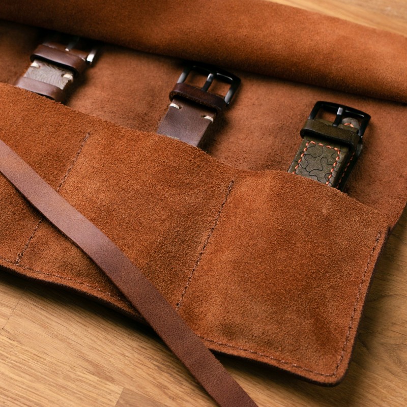 Thumbnail of Leather Travel Watch Roll - Tobacco image