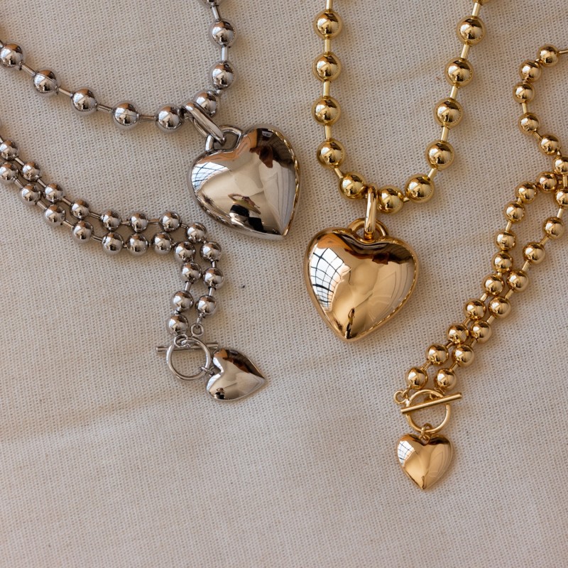 Silver heart toggle on sale necklace