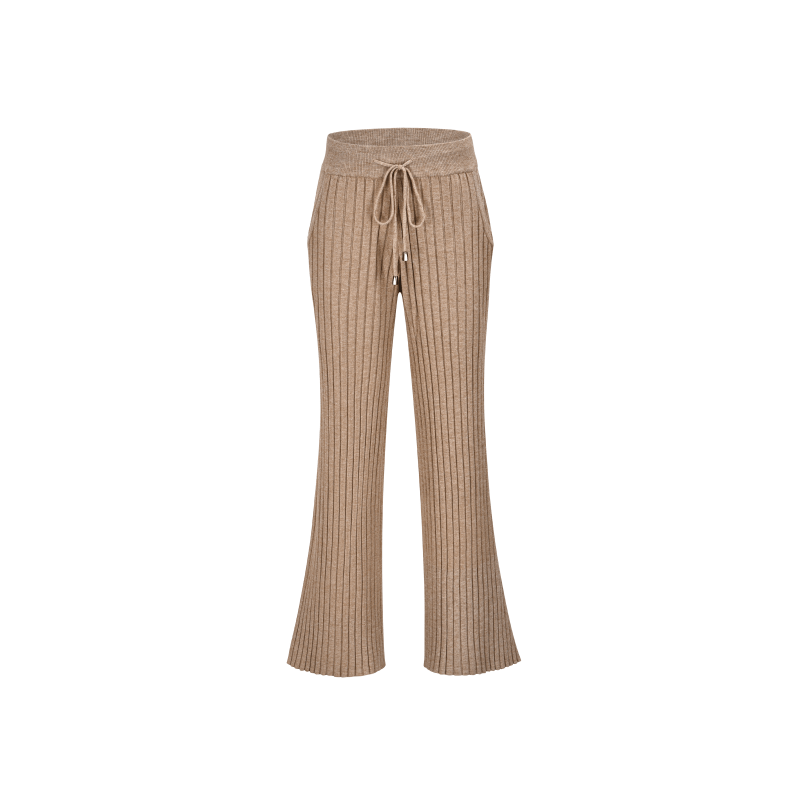 Lena Beige Ribbed Knit Trousers | AMY LYNN | Wolf & Badger