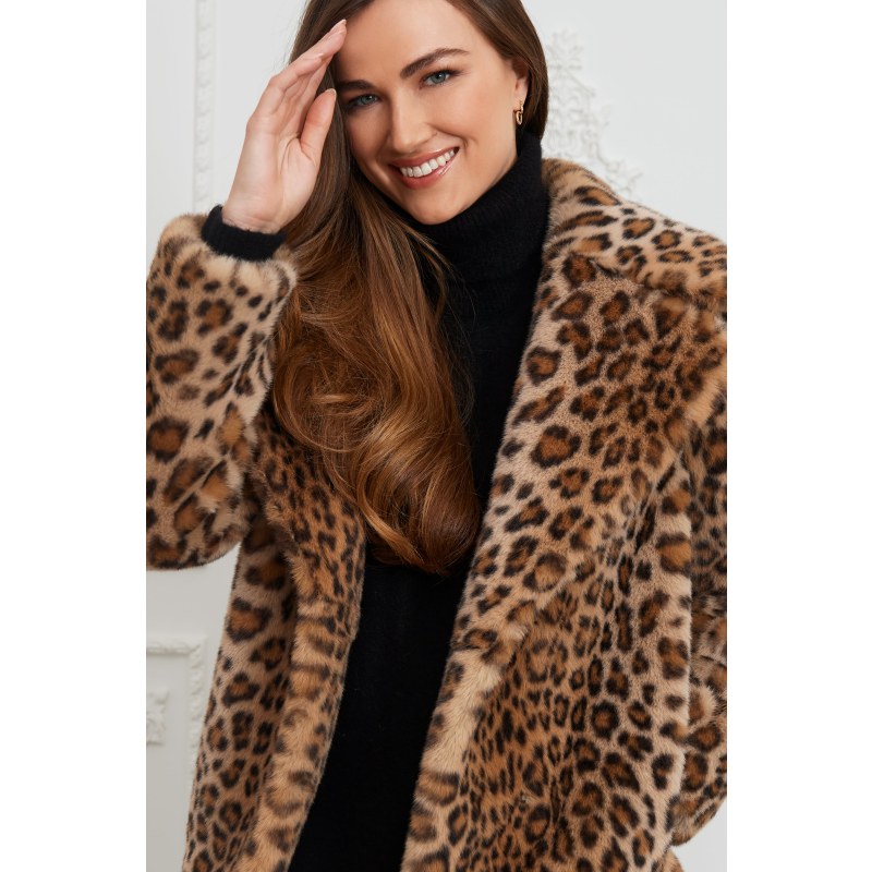 Lena Leopard Faux Fur Jacket by ISSY LONDON