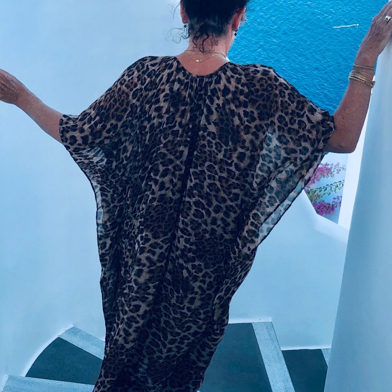 Thumbnail of Leopard Chiffon Pleated Caftan image