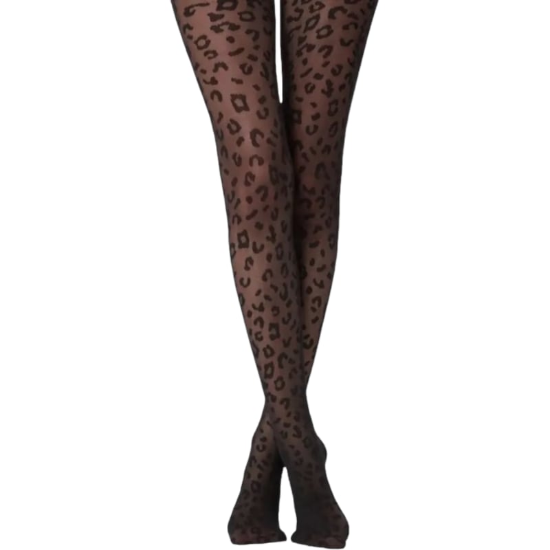 🐆 Dark Leopard Print Tights – Unleash the Wild in You