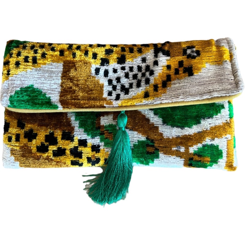 Thumbnail of Leopard Silk Velvet Ikat Clutch image