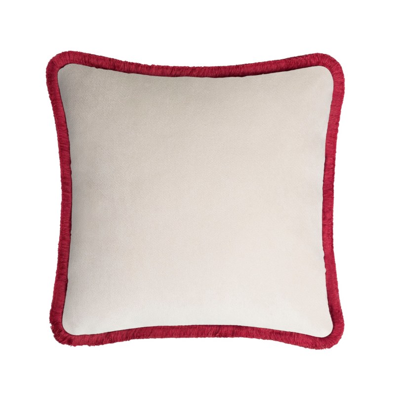 Thumbnail of Dirty White With Red Happy Pillow image