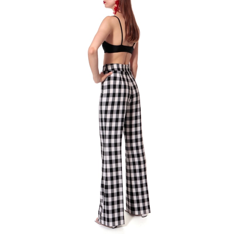 Thumbnail of Lexi High Waist Flared Vichy Check Trousers image