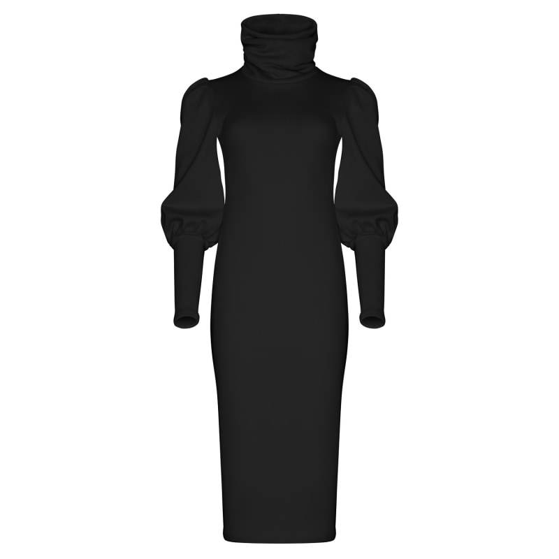 Thumbnail of Organic Fleece Turtleneck Brynja Dress Black image