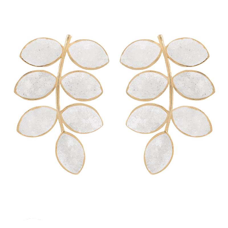 Thumbnail of White Lavani Leaf Earrings image