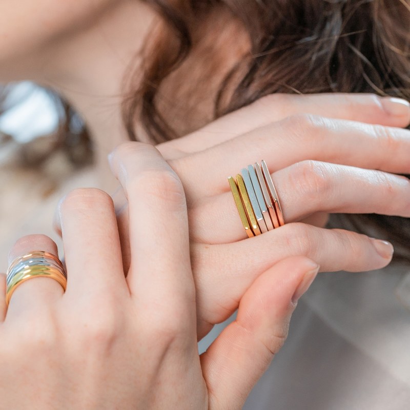 Thumbnail of Minerva Rose Gold Geometric Stacking Ring image