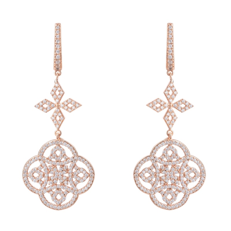 Thumbnail of Celtic Knot Clover Drop Earrings Rosegold image