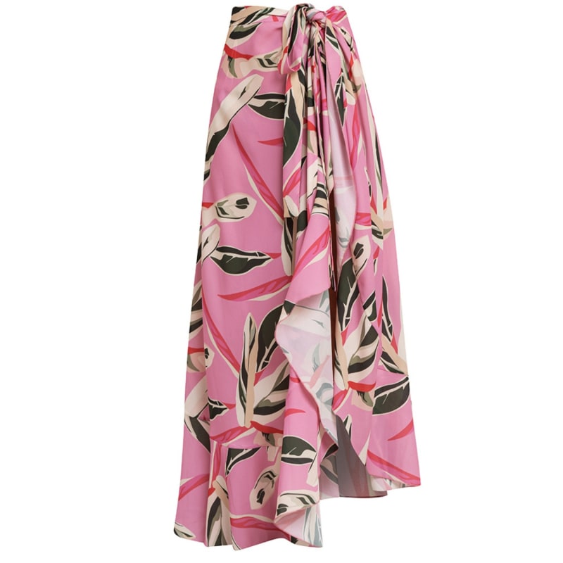 Labelrail x Collyer Twins sarong wrap maxi skirt in ditsy print pink