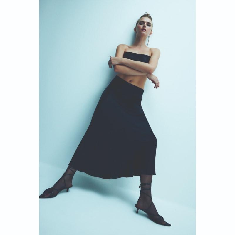 Thumbnail of Lia Satin Maxi Skirt In Black image