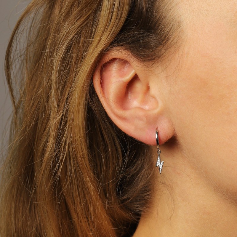Lightning earrings silver deals