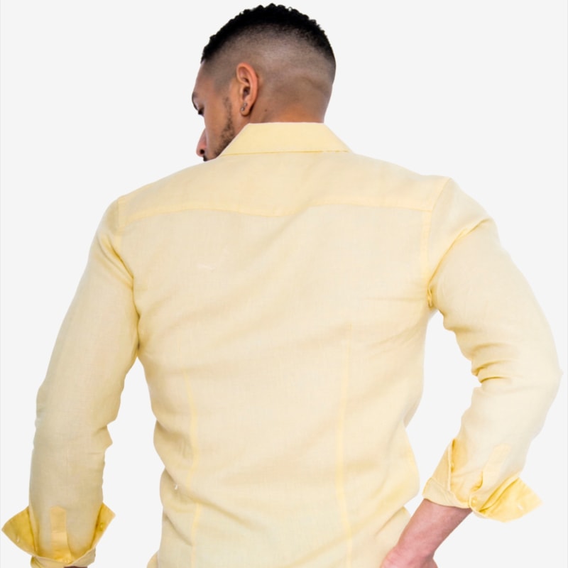 Thumbnail of Slim Fit Lightweight Linen Shirt – Yellow image