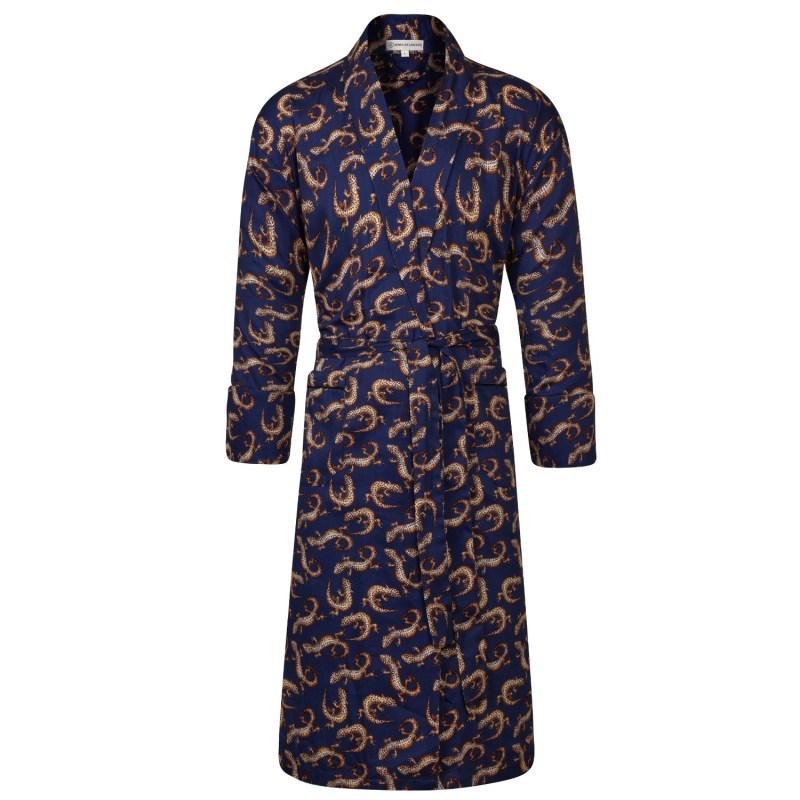 Thumbnail of Lightweight Men's Dressing Gown Blue Gekko Navy image