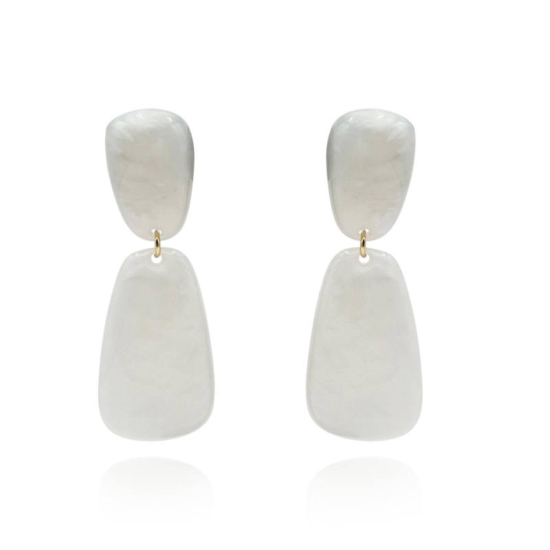 Lightweight White Resin Drop Clip On Earrings Michael Nash Jewelry Wolf Badger