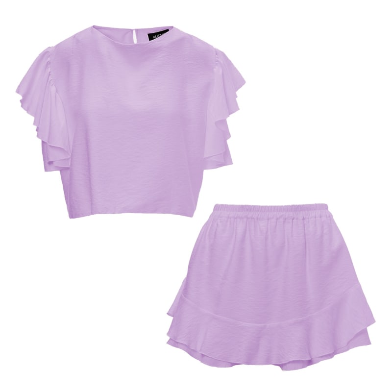 Thumbnail of Lilac Set With Ruffled T-Shirt And Pants With Skirt image