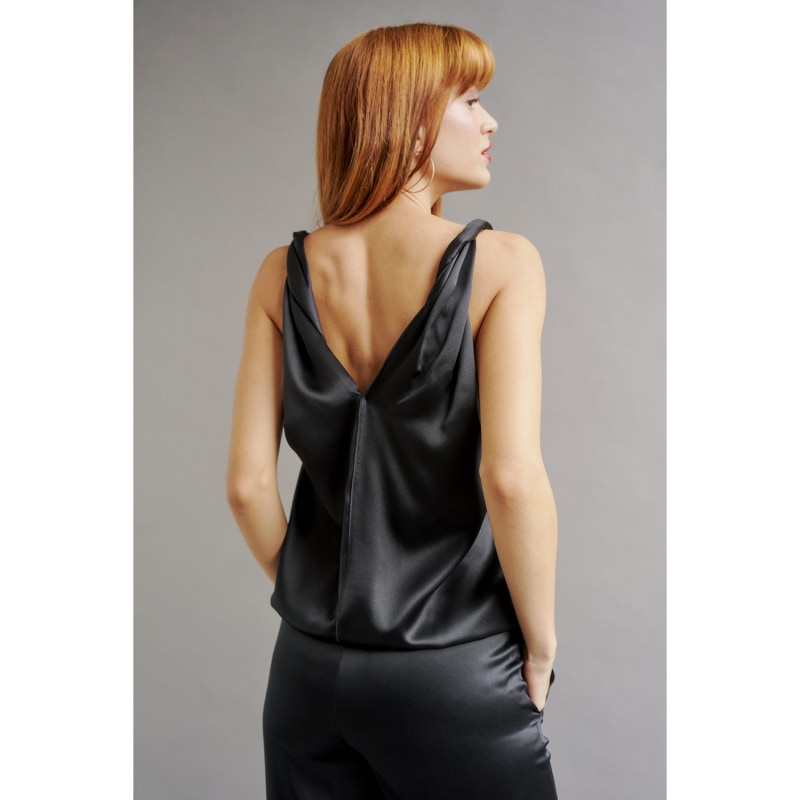 Thumbnail of Lily Silk Twist Strap Camisole - Black image