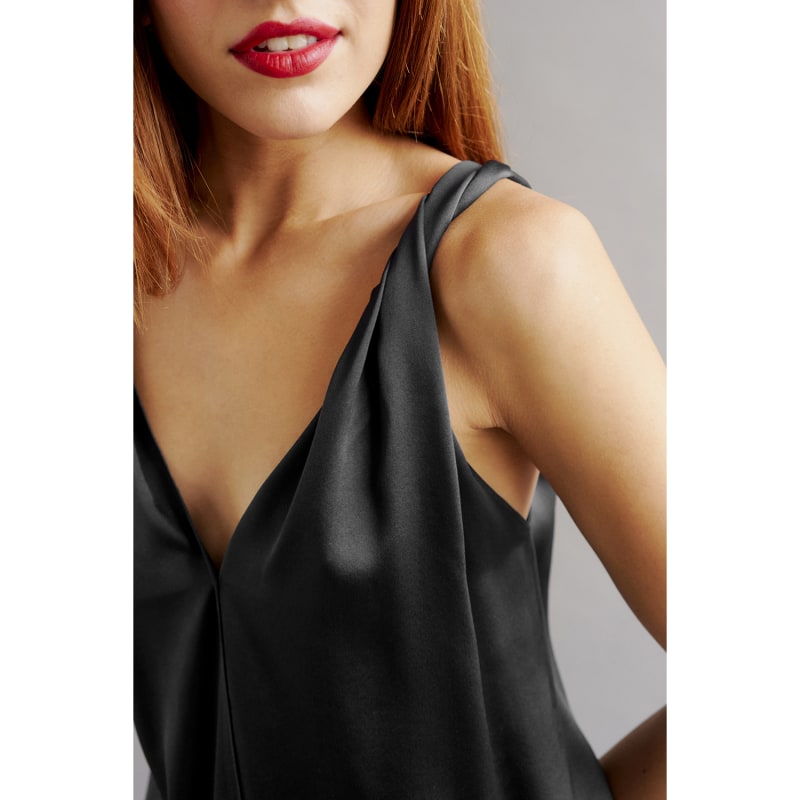 Thumbnail of Lily Silk Twist Strap Camisole - Black image