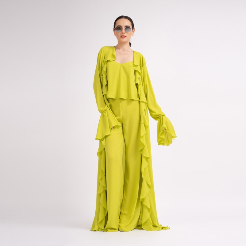 Lime Ruffled Kaftan BLUZAT Wolf Badger