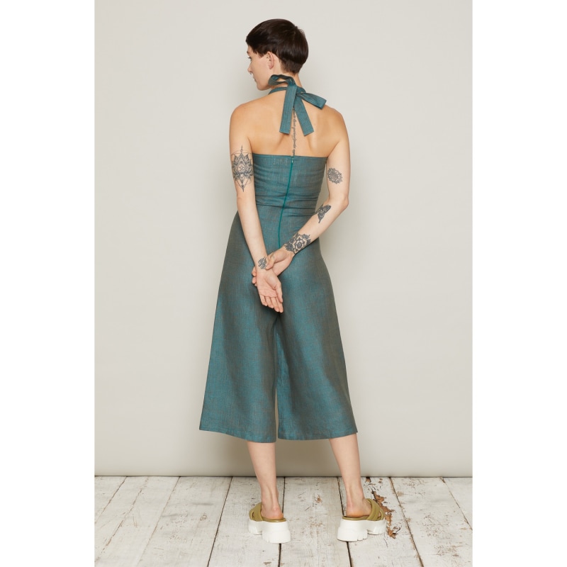 Thumbnail of Linen Barkur Jumpsuit - Green Marl image