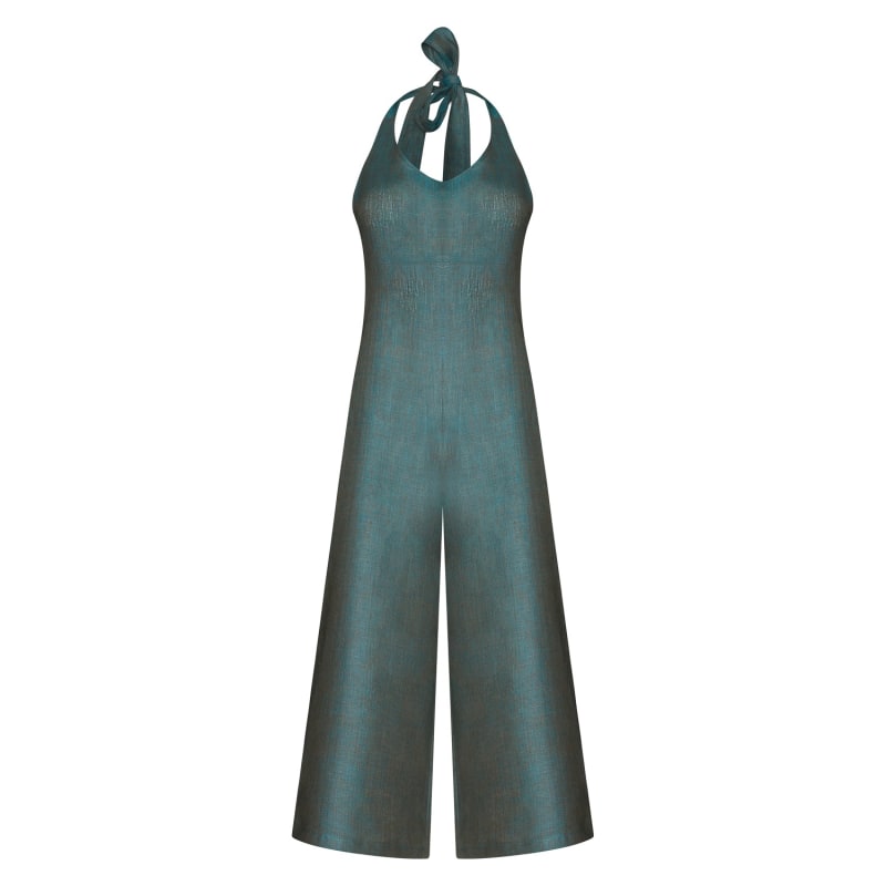 Thumbnail of Linen Barkur Jumpsuit - Green Marl image