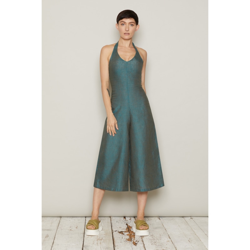 Thumbnail of Linen Barkur Jumpsuit - Green Marl image