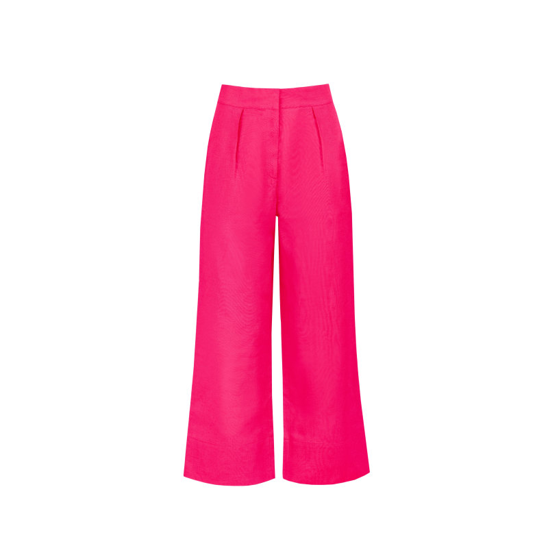 Thumbnail of Linen-Blend Cropped Pants In Hot Pink image