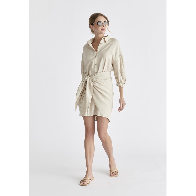 Thumbnail of Linen Blend Shirt Dress In Oatmeal image