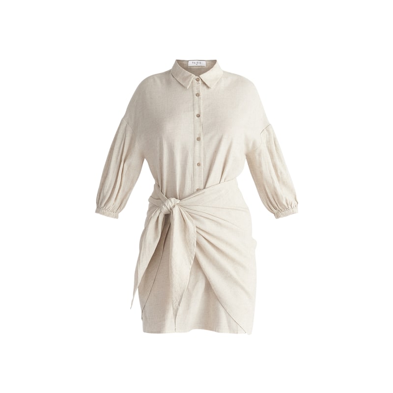 Thumbnail of Linen Blend Shirt Dress In Oatmeal image