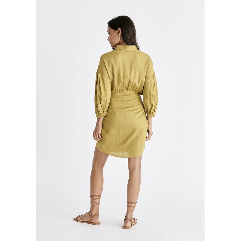 Thumbnail of Linen Blend Shirt Dress In Olive image