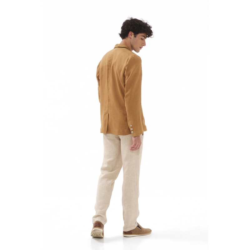 Thumbnail of Linen Pants With Elastic Waistband And Back Pockets-White image