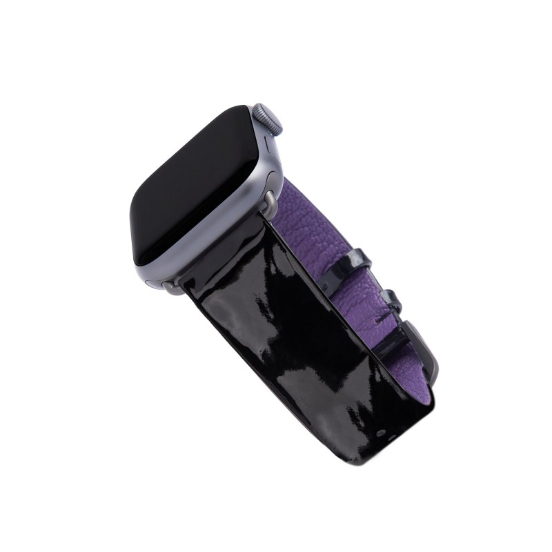 Liquid Black Patent Leather Luxury Apple Watch Band Space Gray