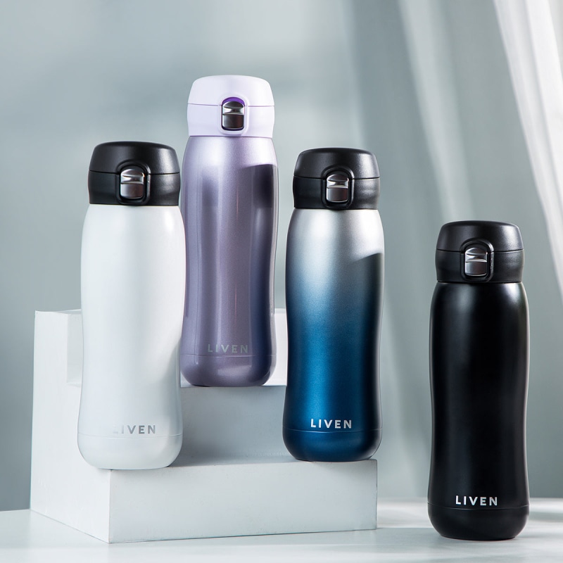 Thumbnail of Liven Glow™ Ceramic-Coated Insulated Stainless Steel Water Bottle - Gradient Blue image