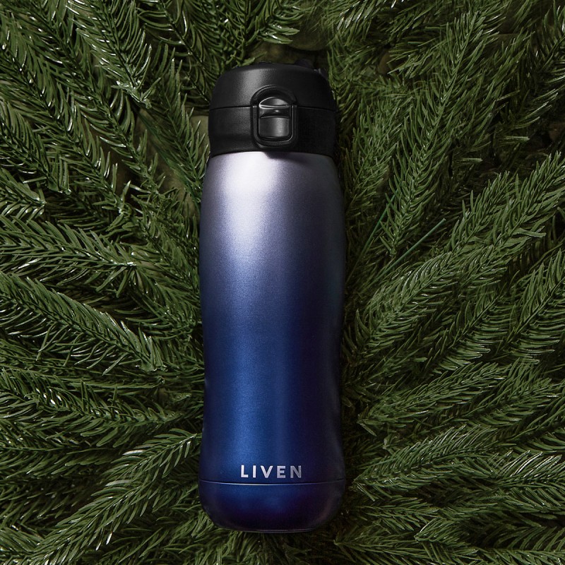 Thumbnail of Liven Glow™ Ceramic-Coated Insulated Stainless Steel Water Bottle - Gradient Blue image