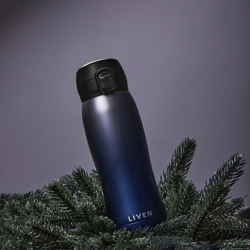 Thumbnail of Liven Glow™ Ceramic-Coated Insulated Stainless Steel Water Bottle - Gradient Blue image