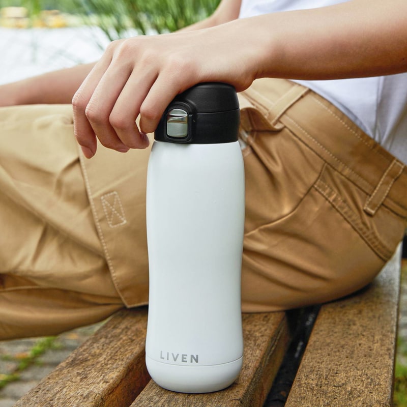 Thumbnail of Liven Glow™ Ceramic-Coated Insulated Stainless Steel Water Bottle - White image