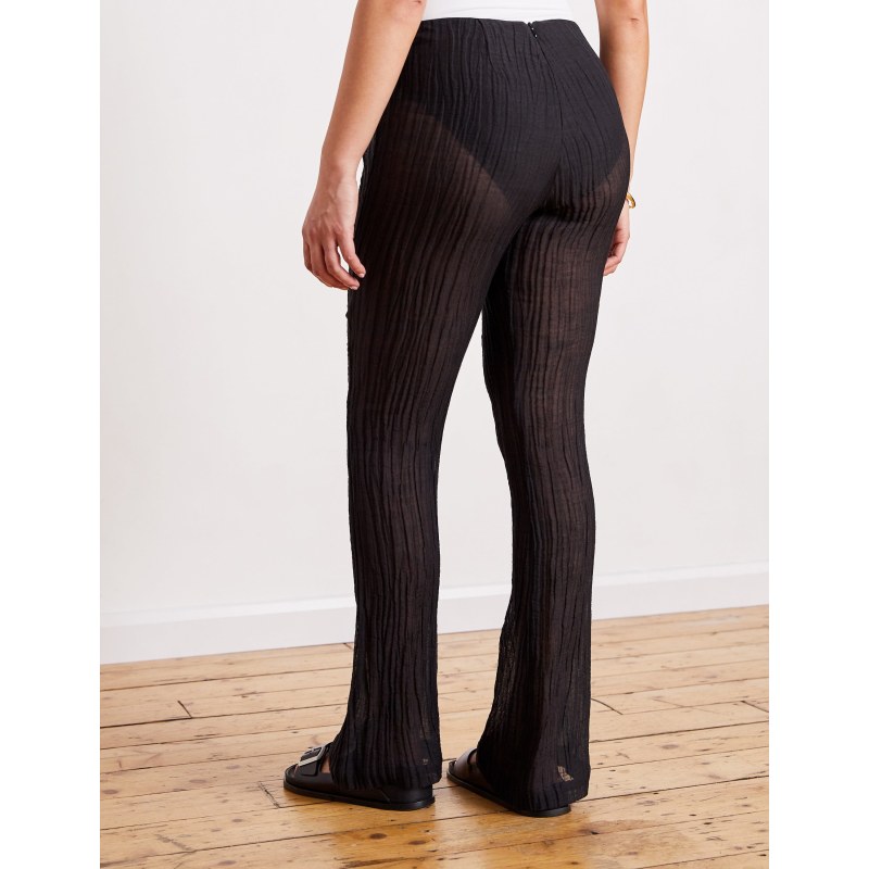 Livi Crinkle Linen Trouser Black The Summer Edit Wolf Badger