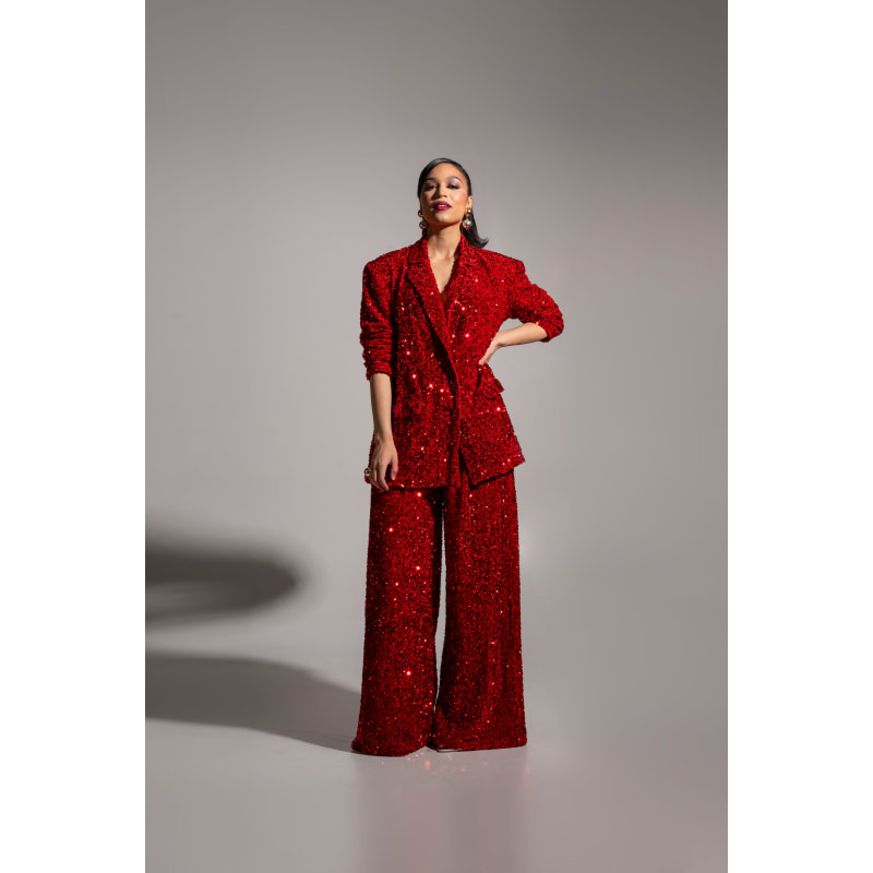 Red sparkly blazer sales