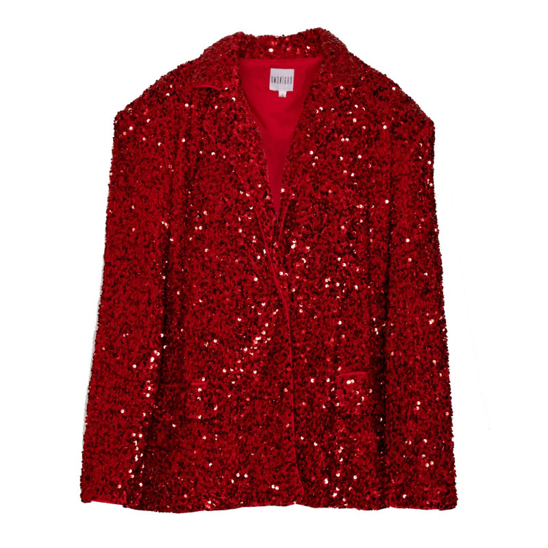 Red sequin blazer womens store