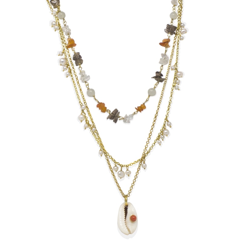 Thumbnail of Marina Layered Gold-Plated Multi-Stone Necklace image