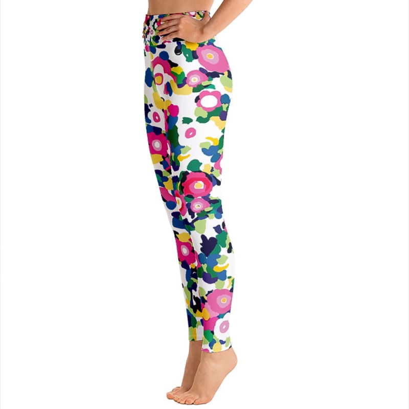 Thumbnail of High Waist Yoga Leggings In Pink Garden image