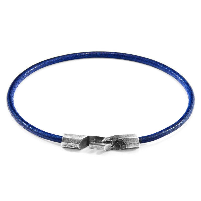 Thumbnail of Azure Blue Talbot Silver & Round Leather Bracelet image