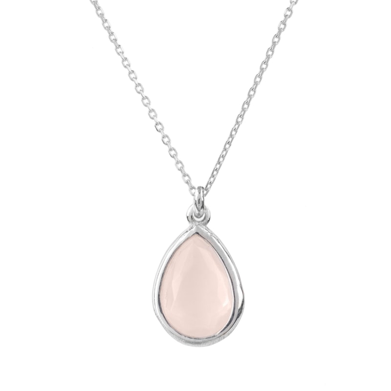 Thumbnail of Pisa Mini Teardrop Necklace Silver Rose Quartz image