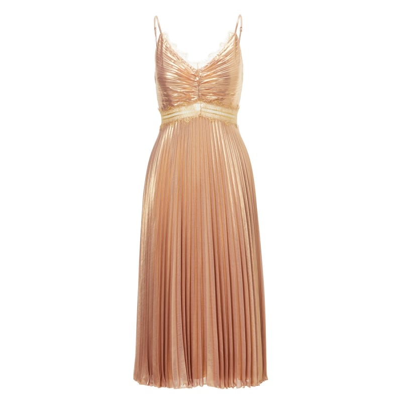Pleated lace inset gown 2025